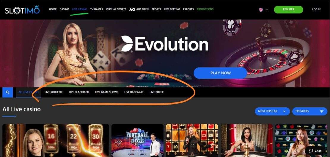 Slotimo Online Live Casino